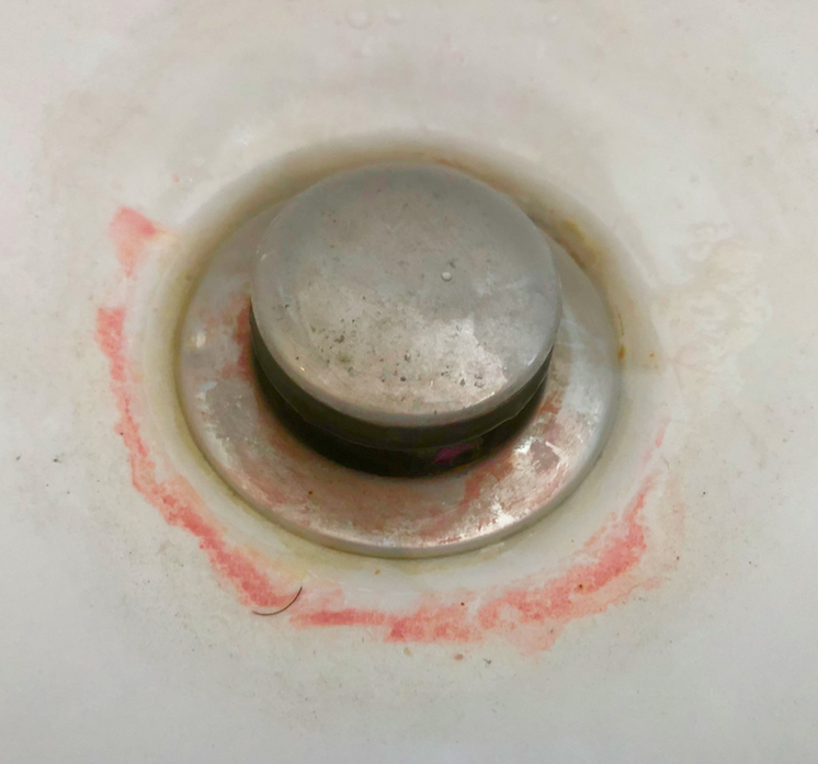 Pink stain in shower
